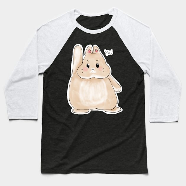 Fat Bunny Rabbit YO ! Baseball T-Shirt by GambarGrace